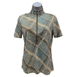 NWT Anatomie Printed Belle 1/4 Top in Reptile Plaid in medium Retails $208